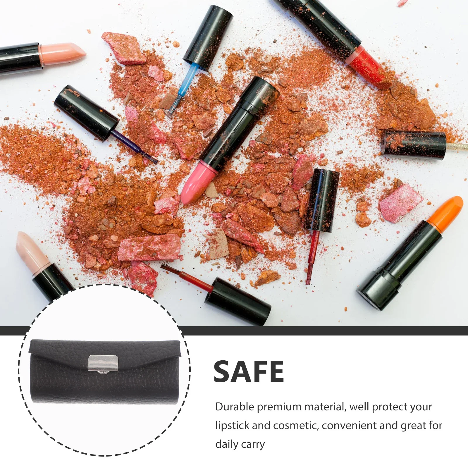 

Compact Lipstick Storage Box Single Slot Holder with Mirror Premium Material for Women Travel Friendly Case for Lip Gloss Balm