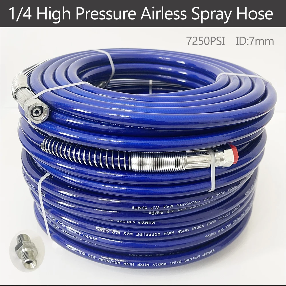 

7mm Inner Diameter High-pressure Airless Spray Hose 1/4 Interface Length 0.5~40M Flexible Fiber Nylon Tube Pressure 7250PSI