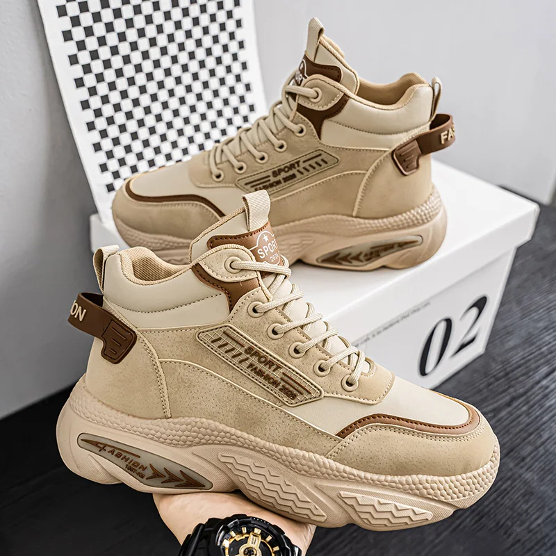 

Осенне-зимняя мужская обувь на толстой подошве, универсальная повседневная обувь для подростков, спортивная нескользящая обувь для папы