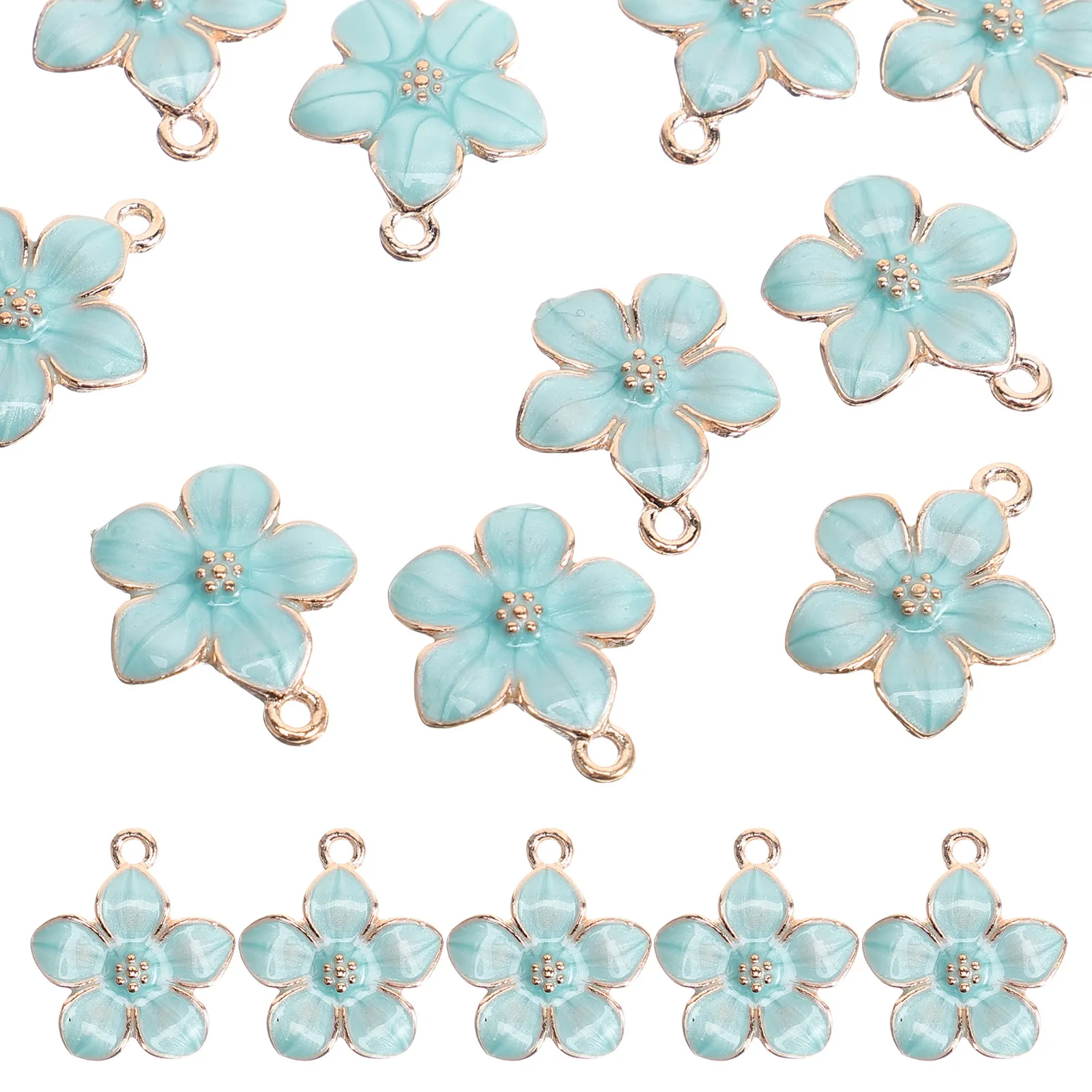 

50Pcs Cherry Blossom Flower Pendant Charms Alloy Jewelry Making DIY Bracelet Necklace Decorative Accessories Flower Charms