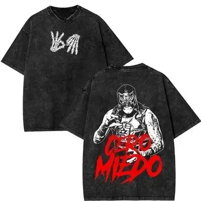 Camiseta de algodón con el listado de canciones de Penta El Zero Miedo, camisetas de manga corta vintage lavadas de estilo HipHop para hombre y mujer, moda de verano