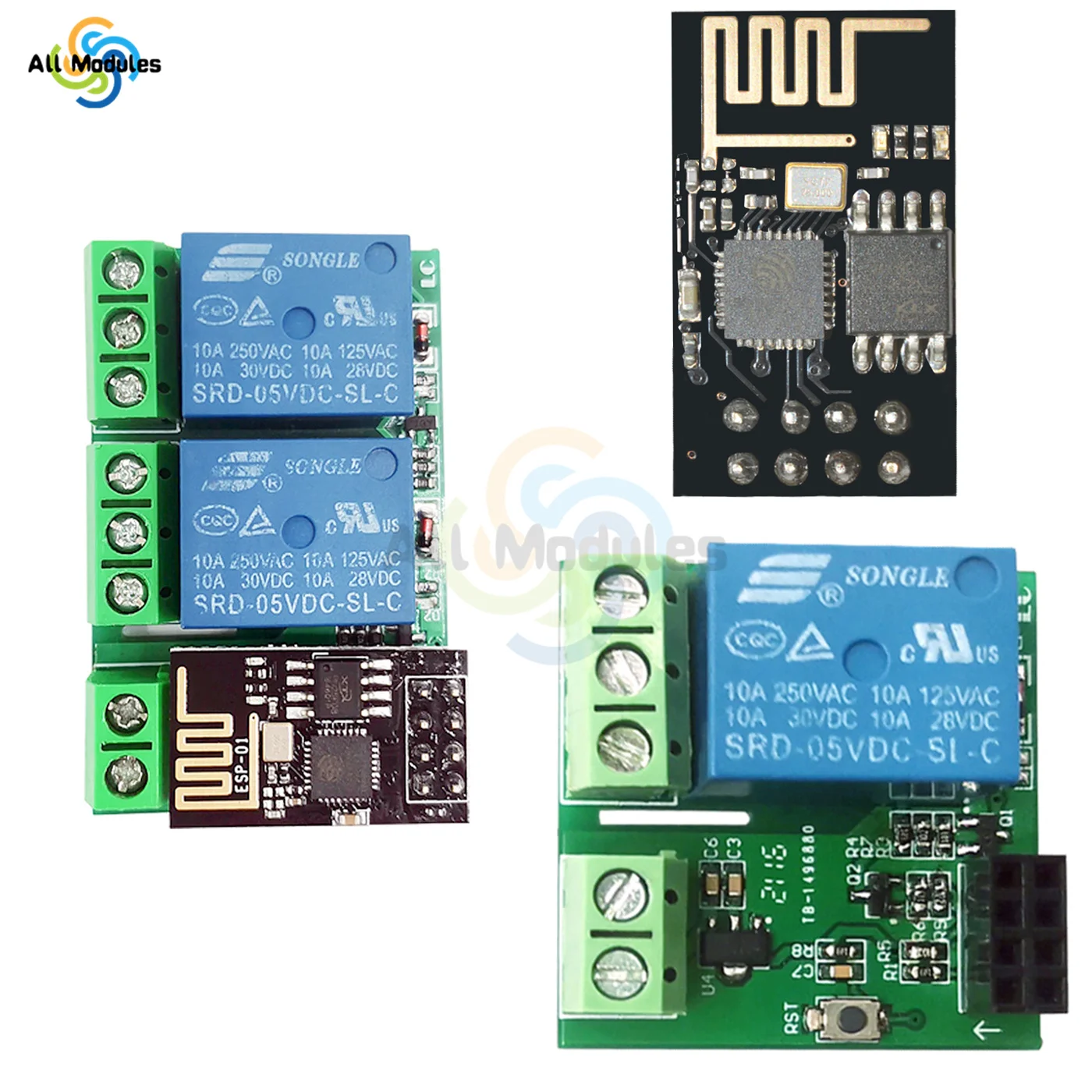 ESP8266 ESP-01/01S WIFI Relay Module Dual Channel DC5V With Relay Indicator and Reset Button 2 CH relay Boad Low Level Control