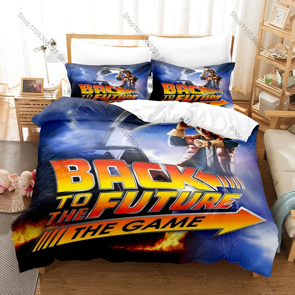 3D Print Back to the Future Bedding Set 3PCS Soft Duvet Cover Pillowcase Bed Set for Movie Lovers All Season Bedroom Decor