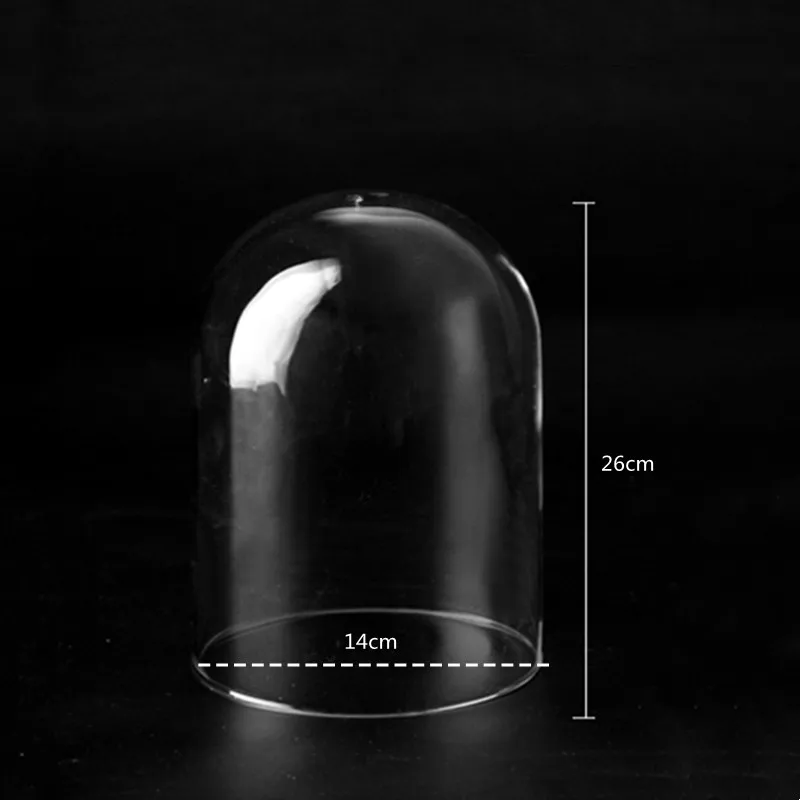 Antique Clock Dust Glass Cover 14*26cm Transparent Glass Dome Home Decor Cake Food Glass Cover Single Glass Cloche Gift