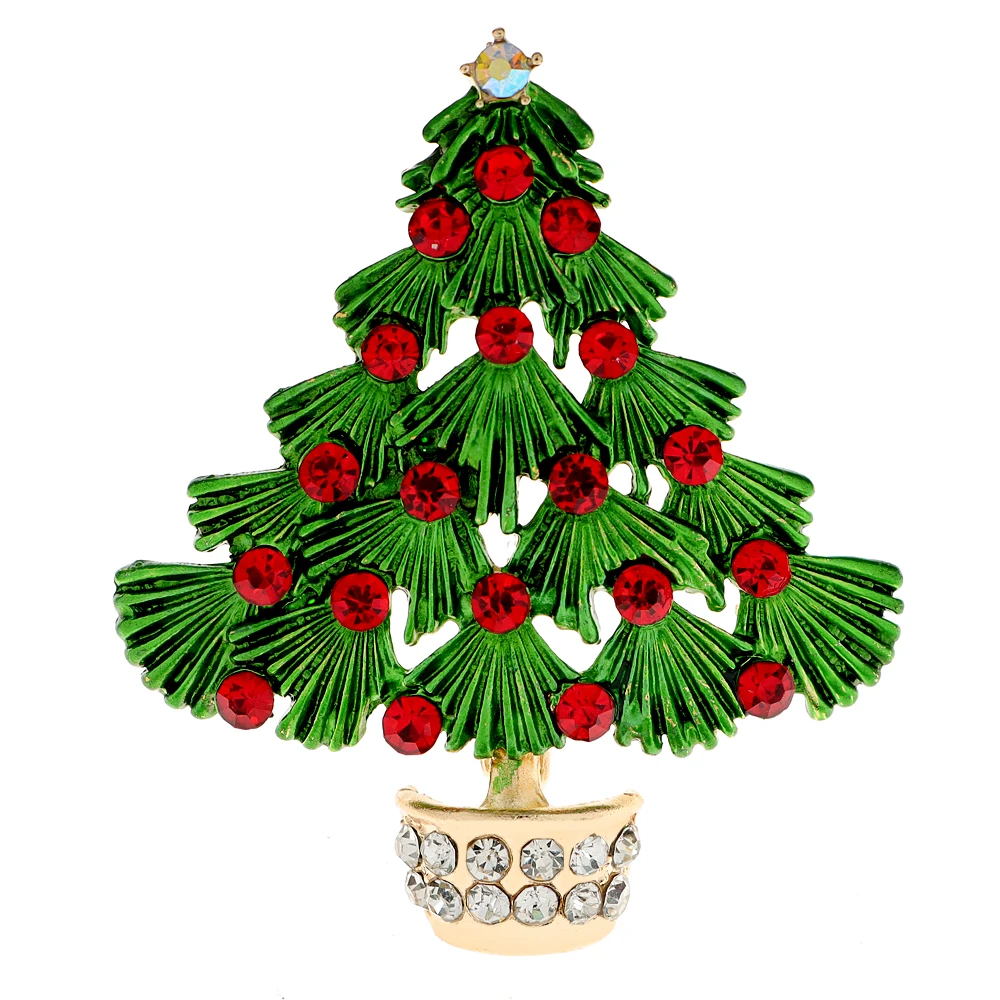 CINDY XIANG Rhinestone Christmas Tree Brooch Unisex Fashion Accessories 2 Colors Available Festivel Winter Jewelry