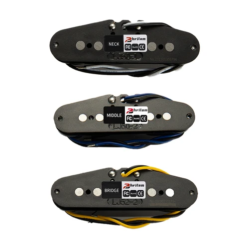 Imagen 2 del producto PHRILAM 3 uds Pro poste plano Alnico5 cuello de bobina única/50mm medio/puente de 50mm/juego de pastillas de 52mm para guitarra eléctrica ST, crema