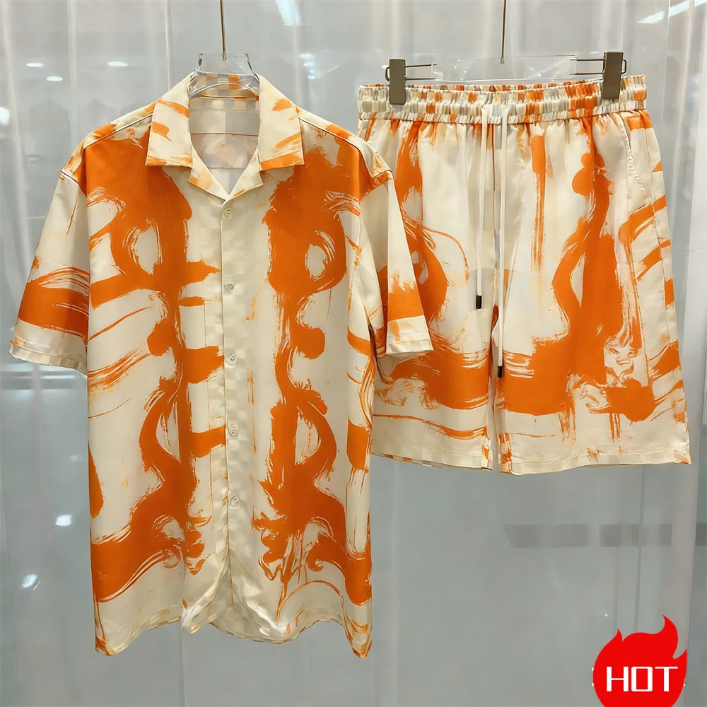 Summer Men Women's Shirts Set New Pattern shirt Vacation set fashion Two piece shirt leisure shirt set Unisex shirts y2k clothes