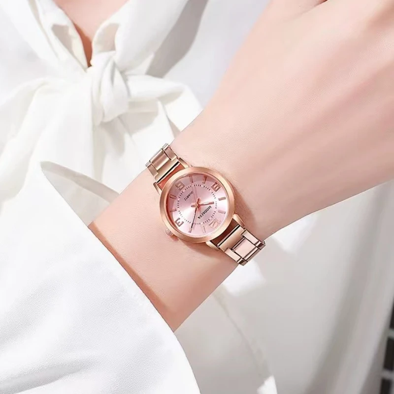 

Роскошные женские кварцевые часы с простым циферблатом, наручные часы из нержавеющей стали, модные светящиеся минималистичные часы для девочек, подарок Relogio Feminino