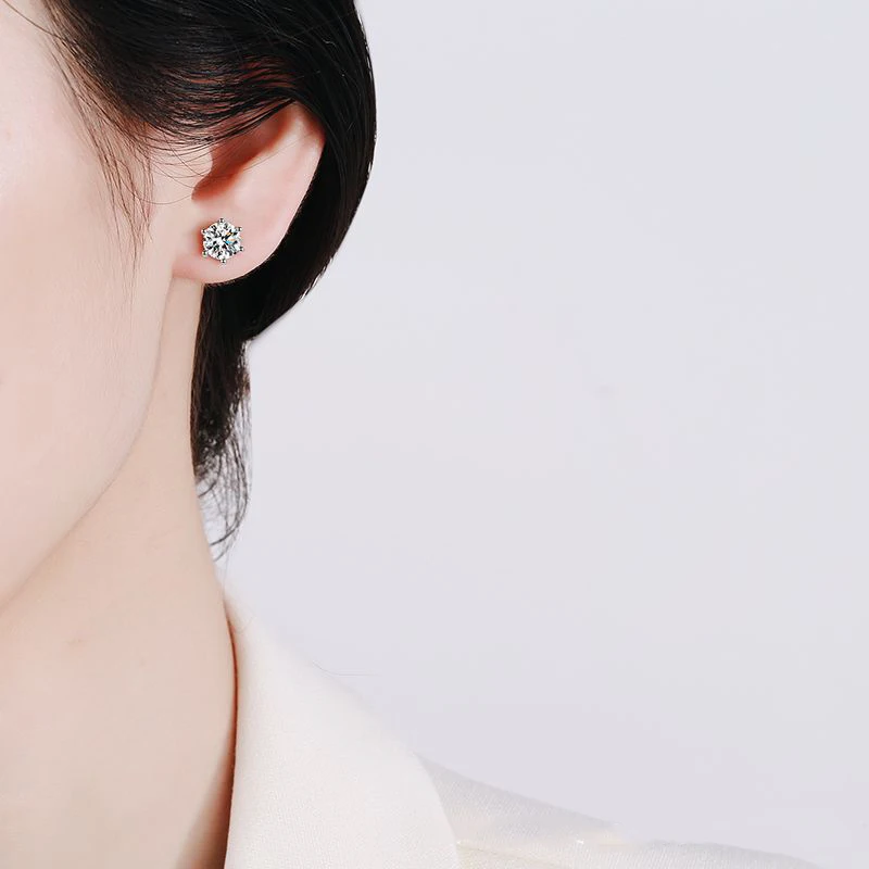 2ct Moissanite Studs Thread Earrings S925 Sterling Silver White Gold Plated Lab Diamond Earring With GRA for Women Fine Jewelry