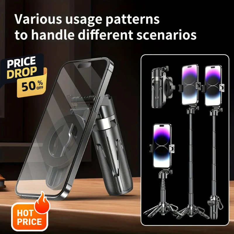 

Scalable handheld selfie stick magnetic selfie stick smartphone magnetic remote control with detachable wireless remote control