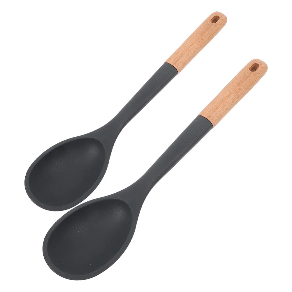 

2 Pcs Non Stick Pan Silicone Cooking Spoon Spoons Cucharas De Silicona Para Cocina