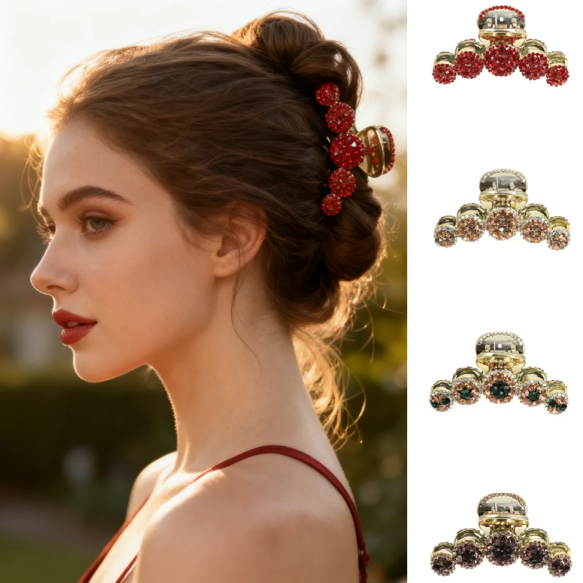 

1pc Fashion Rhinestone Hair Claw Trendy Hair Clips Temperament Girl Luxury High-End Shark Clip Headwear Women Hair Accessories