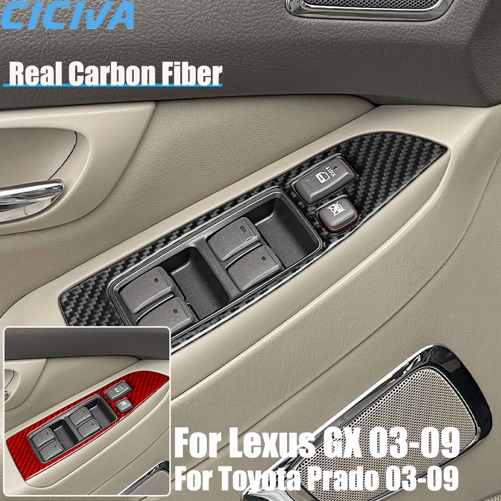 

Настоящее углеродное волокно, автомобильные аксессуары, подъемник передней двери, окна, декоративная крышка, мягкая наклейка для Lexus GX для Toyota Prado 2003-2009