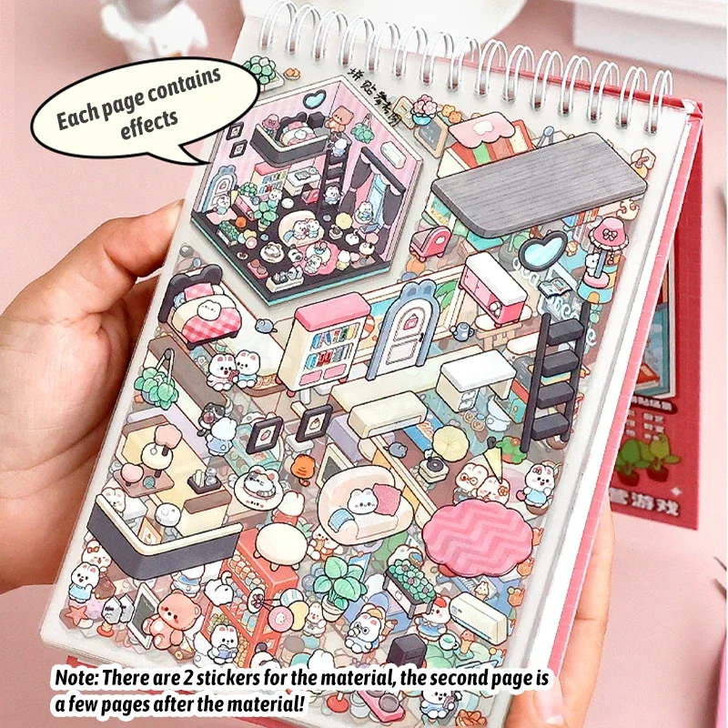 Miniature Scene Sticker Multi-scene Exercise Children's Thinking Ability Creative Ability DIY Sticker Teacher Reward  Sticker
