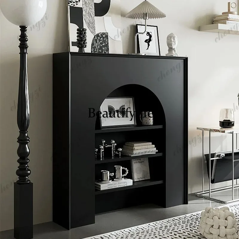 BBB French white simple fireplace decoration side cabinet cream style household wall side storage display cabinet background wal