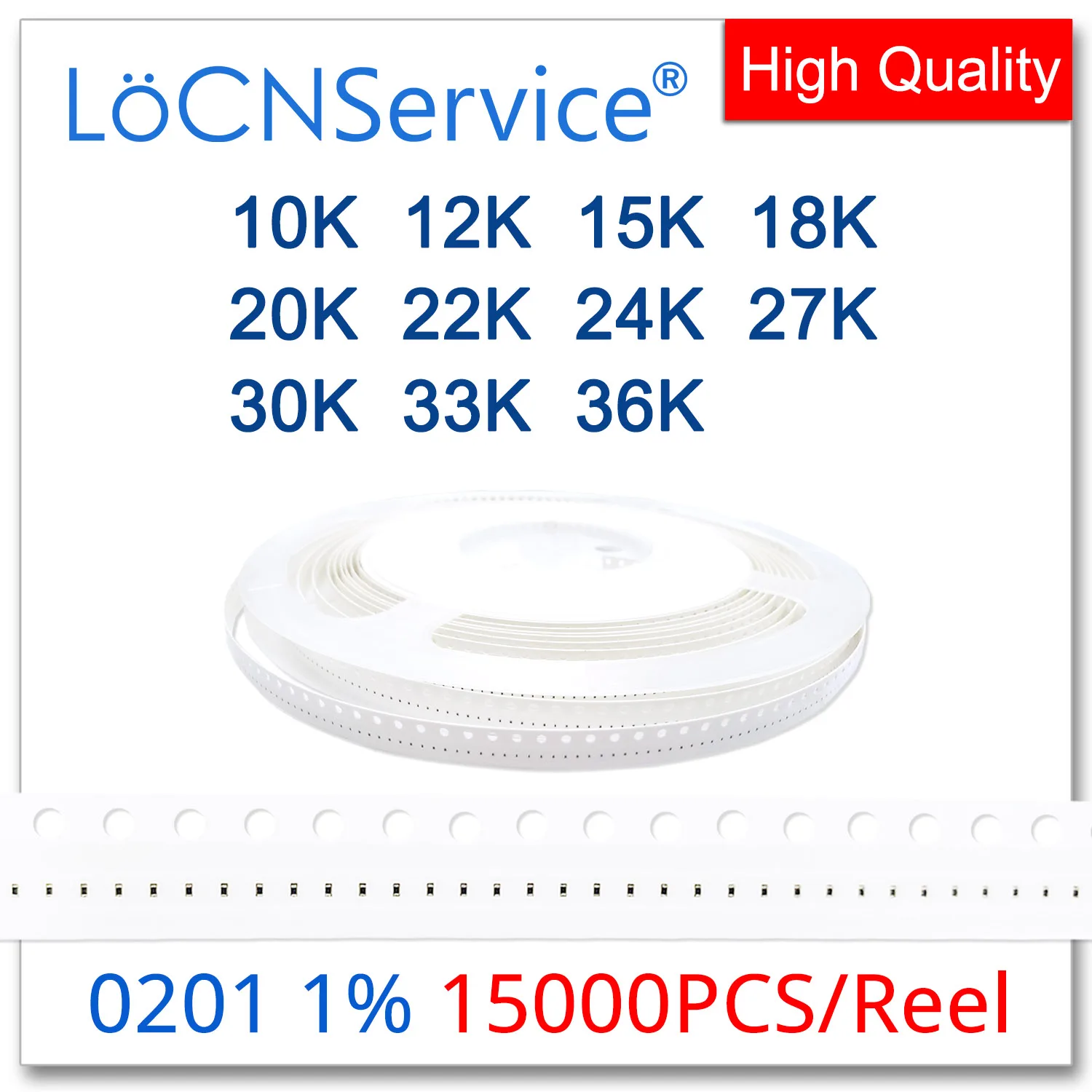 LoCNService 0201 F 1% 15000pcs 10K 12K 15K 18K 20K 22K 24K 27K 30K 33K 36K smd  resistor OHM high quality