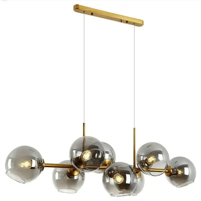 Mordern 8 heads chandelier black gold hanging lamp Loft clear smoke gray galss chandelier lighting for dining room living room