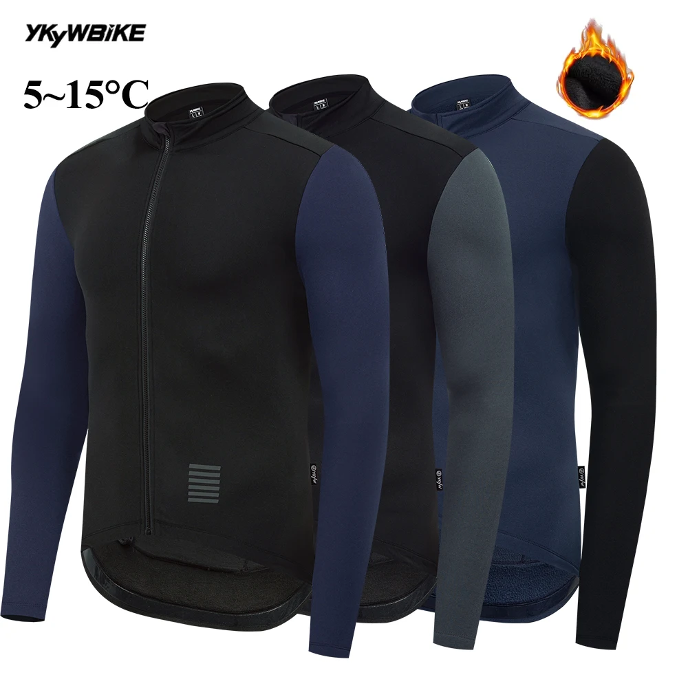 YKYWBIKE Herren Winter Thermofleece Radtrikot 5-15℃ warme Fahrradjacke Rennrad MTB