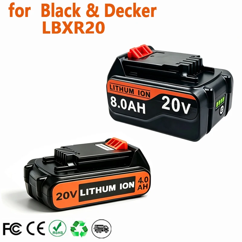 

Аккумулятор 18В 3.0Ач 8.0Ач BL2018, замена для Black & Decker 20В Max Lithium LBXR20 LB20 LBX20 LST220 LB2X4020, для беспроводных инструментов