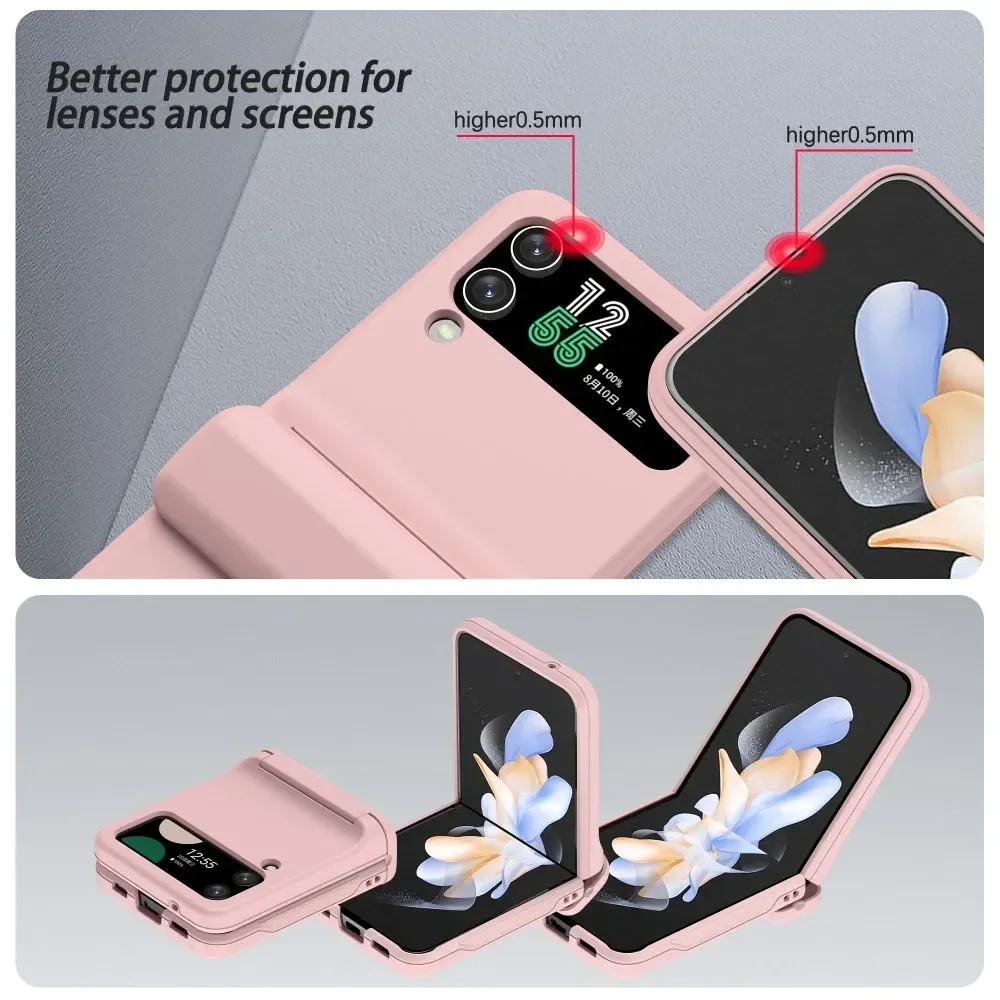 Чехол для Samsung Galaxy Z Flip 3 4, матовый, приятный для кожи, карман для карт, шарнир, универсальный складной противоударный жесткий чехол, аксессуары