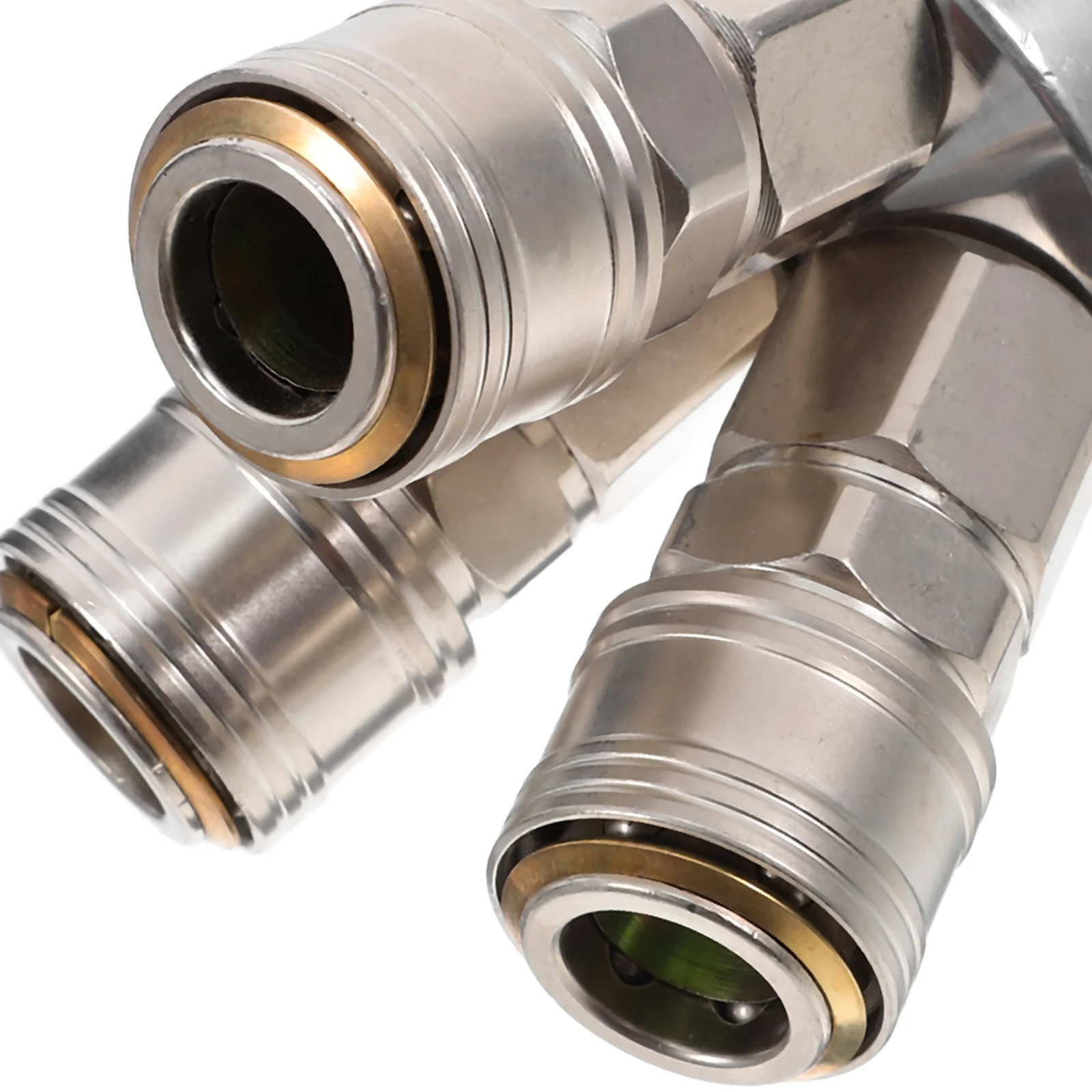 

Steel Quick Connect Fittings Air Splitter 3 Way Manifold Coupler High Strength Durable Air Transmission Multi Pipe Connection