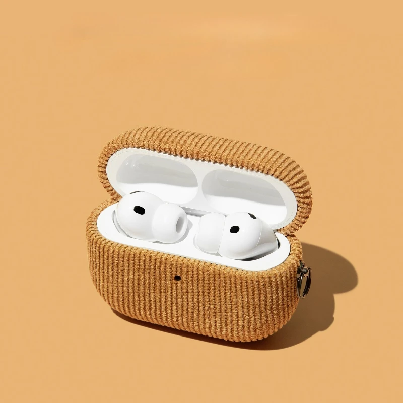Matte Corduroy Fabric Hook Earphone Case For Apple Airpods 1 2 3 4 Pro 3 2 Wireless Bluetooth Earphone Anti Scratch Cover  ﻿ image 3