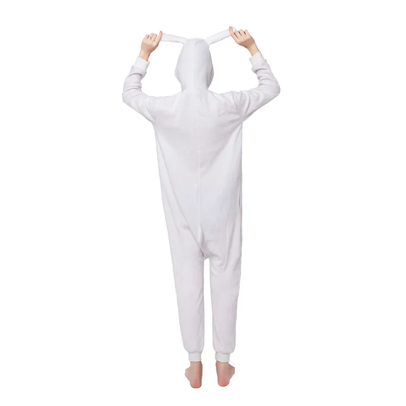 White Rabbit Cartoon One-piece Pajamas Long-sleeved Animal Pajamas Loose Casual Loungewear Autumn Winter Adult Homewear image 3