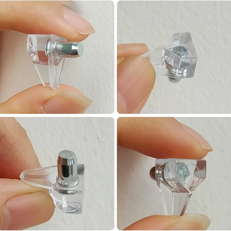 50/100Pcs Transparent  Shelf Support Pegs 5mm Plastic Cabinet Shelf Pins with Metal Pin for Kitchen Cupboard Wardrobe