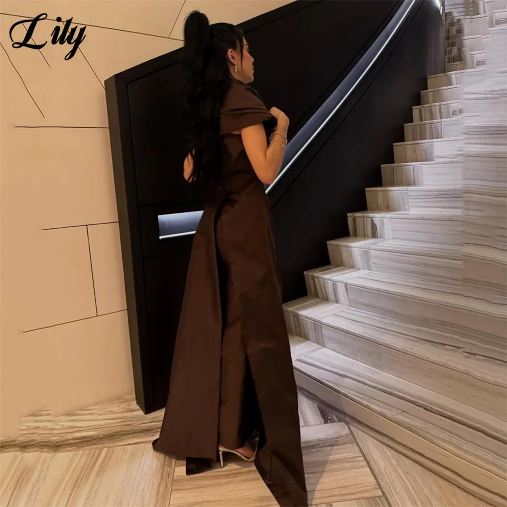 Vestido de fiesta de sirena Lily Brown, vestido de celebridad sin tirantes, corpiño con cuentas, vestidos de Gala, mangas dramáticas, vestido de noche personalizado