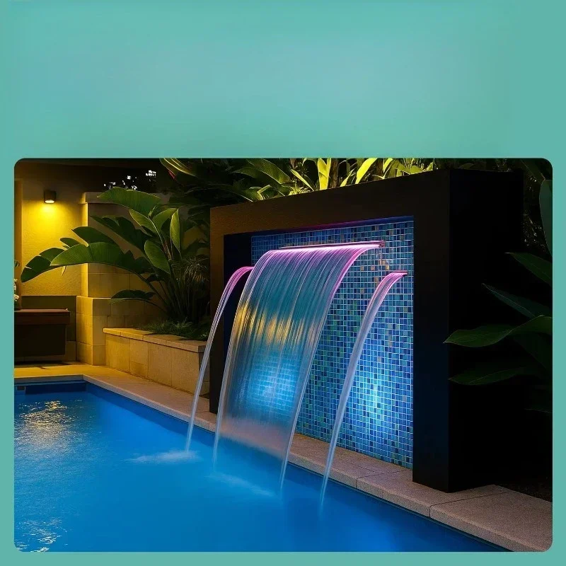 4w 8w 12w 17w 20w Ip68 Waterproof Remote Control Outdoor Decorative Acrylic Swimming Pool Water Descent Led Waterfall Light