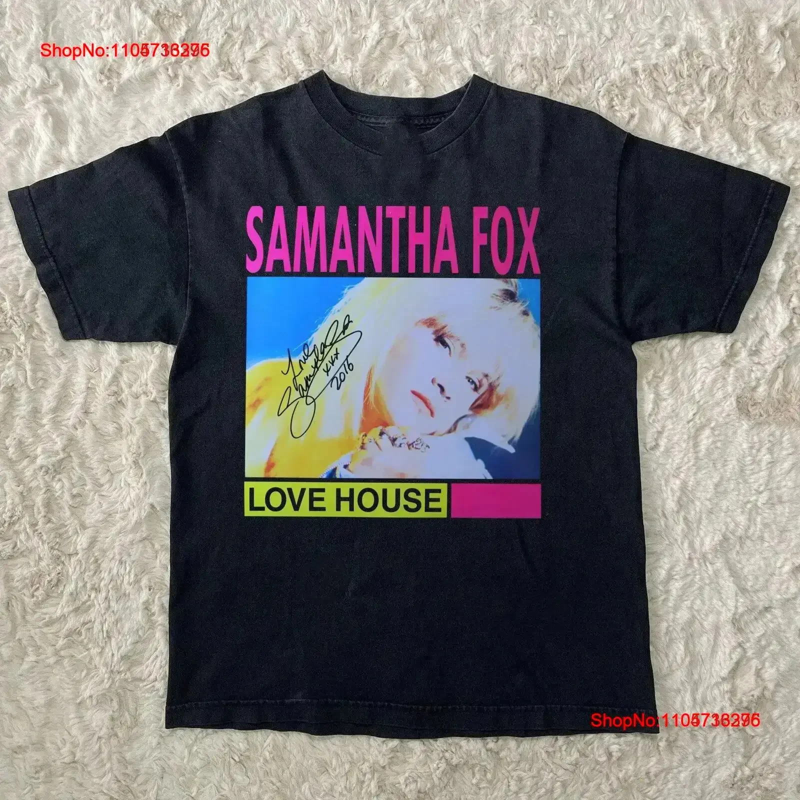 Samantha Fox Signed Album Cover Love House Black All Size T Shirt AM288 vintage Washed Slightly streetwear Stylish Breathable