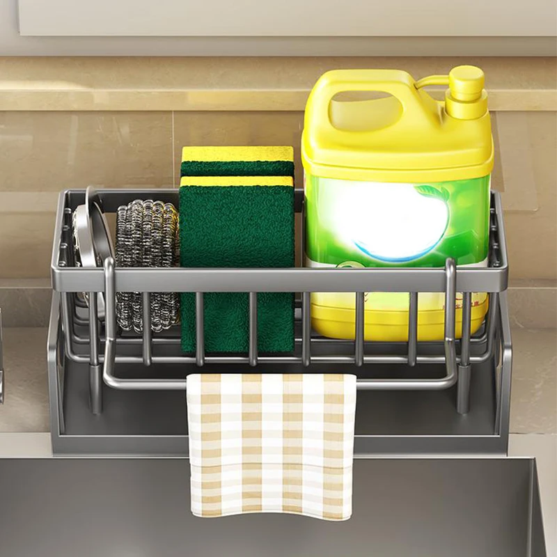 

Multifunctional Sponge Rack Drainer Kitchen Shelf Sink Rag Dishwashing Detergent Dishcloth Organiser Kitchen Storage Racks