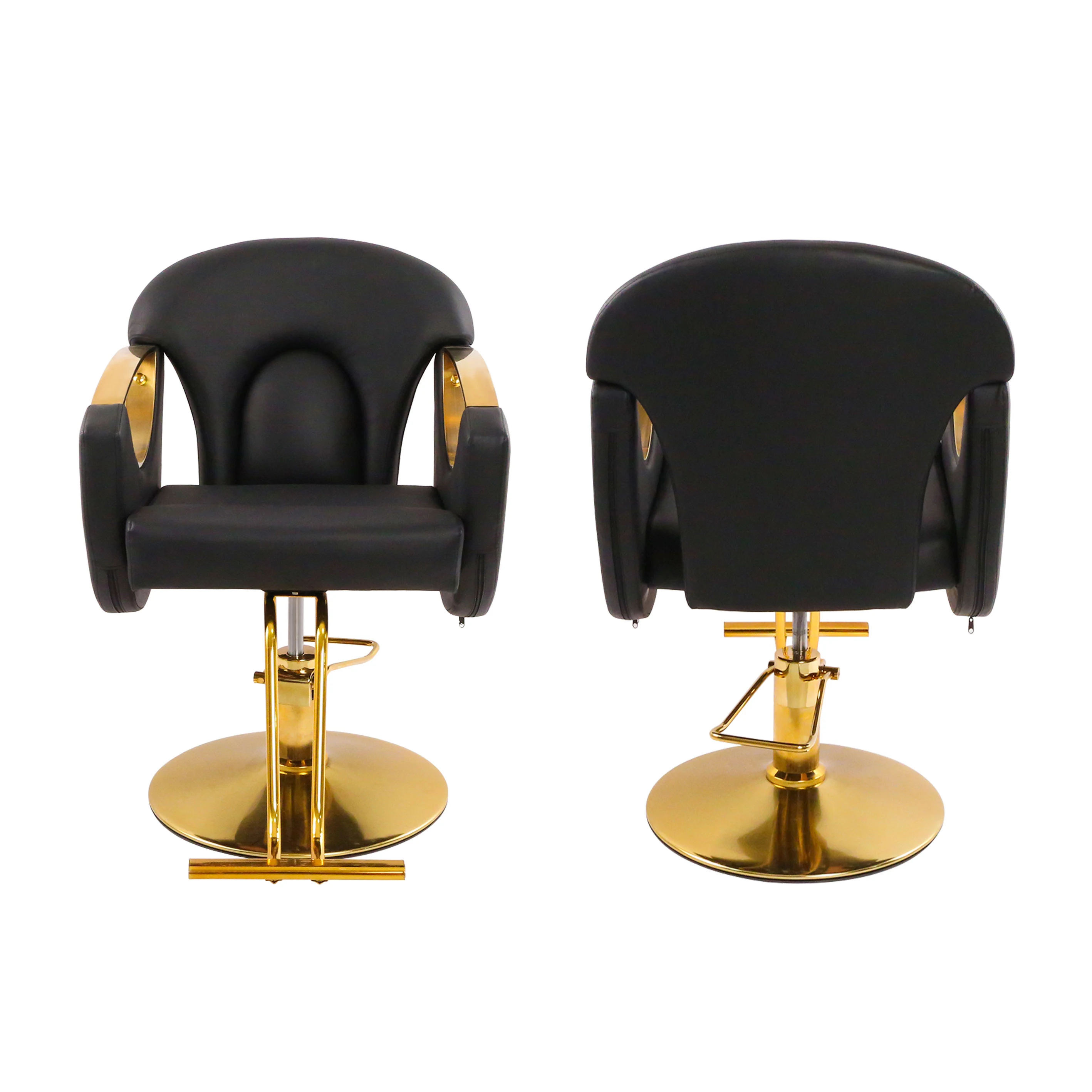 

Elegant Barber Chair in Black and Gold for Barbershops