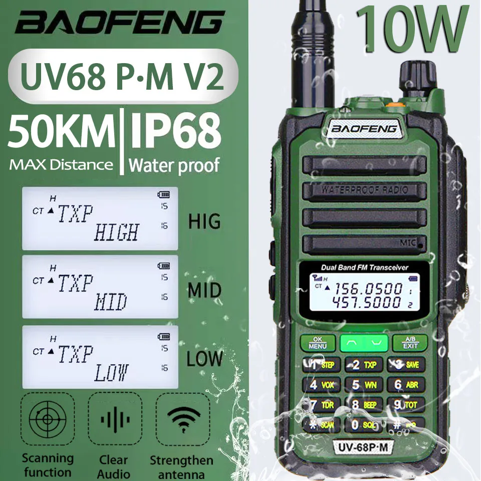 Baofeng-walkie-talkie UV68Pro Max V2 711,防水デバイス,uv9r 5r pro uv13 uv82 uv16 plus max距離