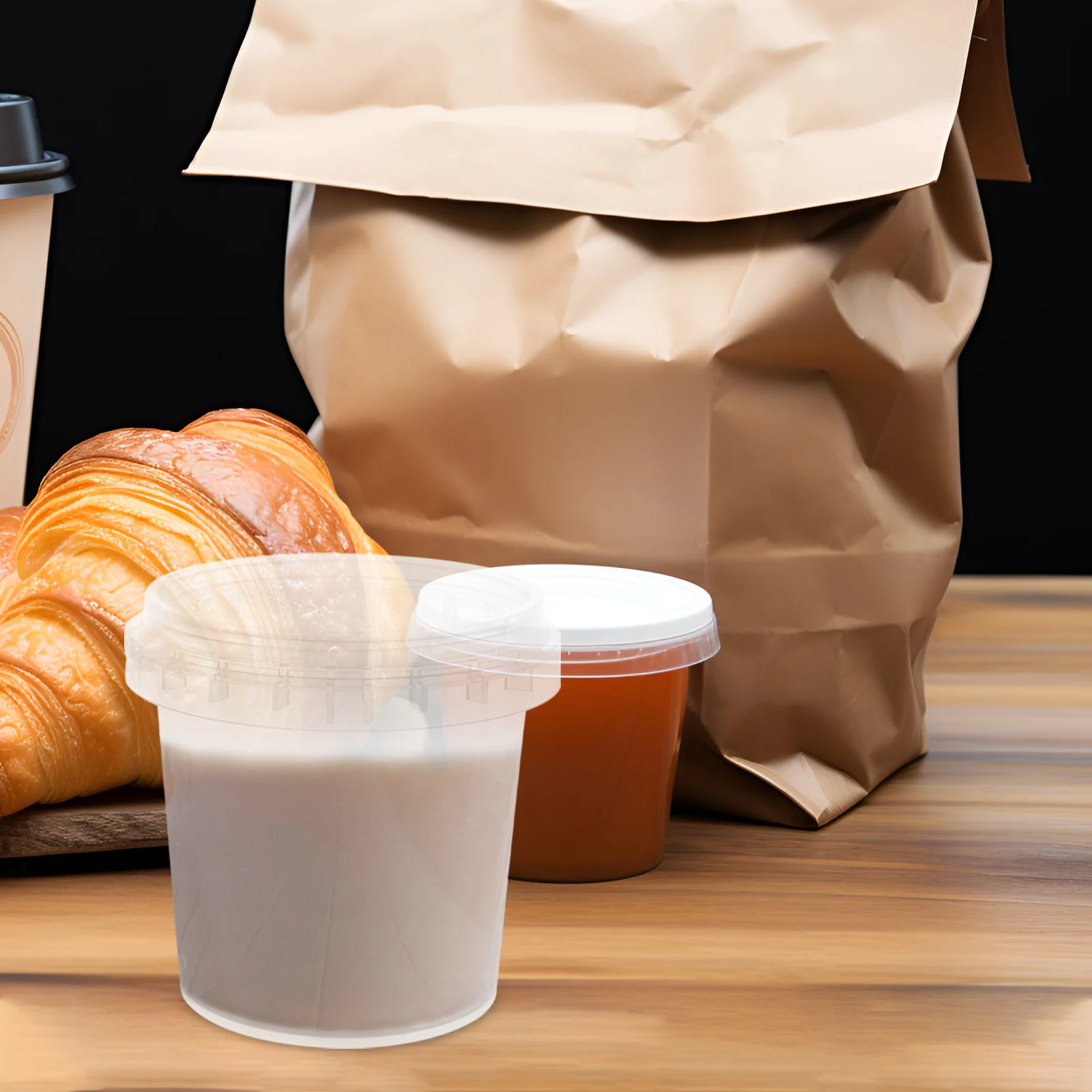 

20pcs Food Packaging Buckets 150Ml Clear Round Plastic Containers Reusable Freezer Safe For Ice Cream Popcorn Soup Drink Storage