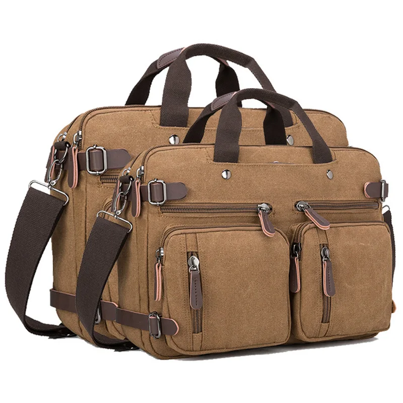 الأعمال قماش حقيبة جلدية متعددة الوظائف المحمولة حقيبة كروسبودي سعة كبيرة حقيبة كمبيوتر حقيبة سفر عادية