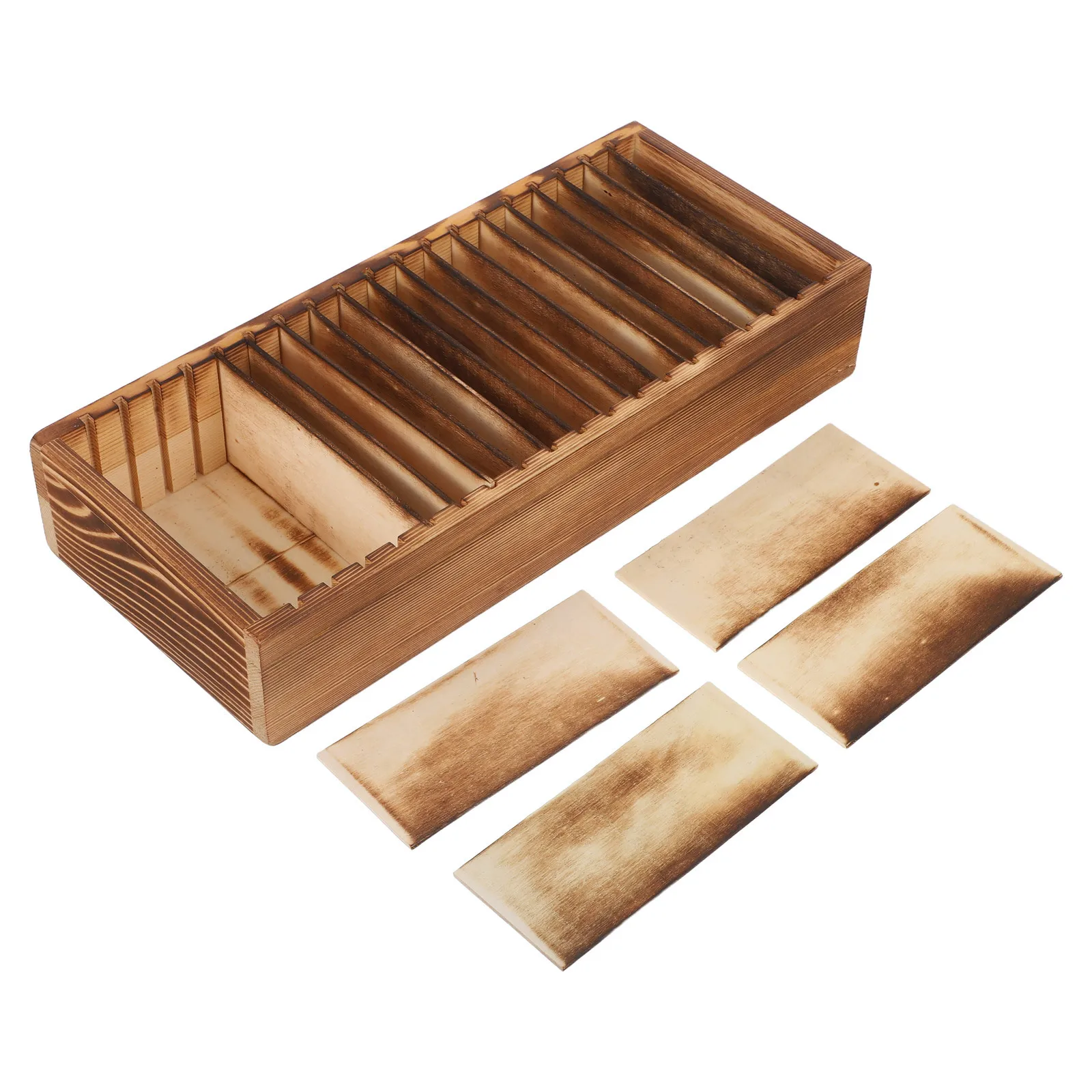 Wood Business Card Organizer 20 Removable Dividers Multi Compartment Office Home Desktop Display Case Solid Wood Storage Box