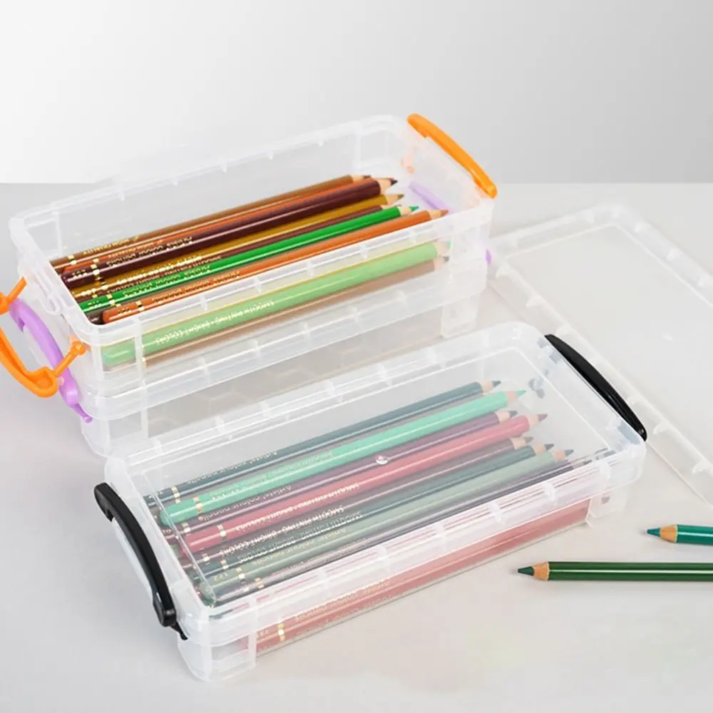 

Large Capacity Transparent Pencil Case Space-Saving Simple Stationery Storage Box Stackable Plastic Sketch Pen Bag