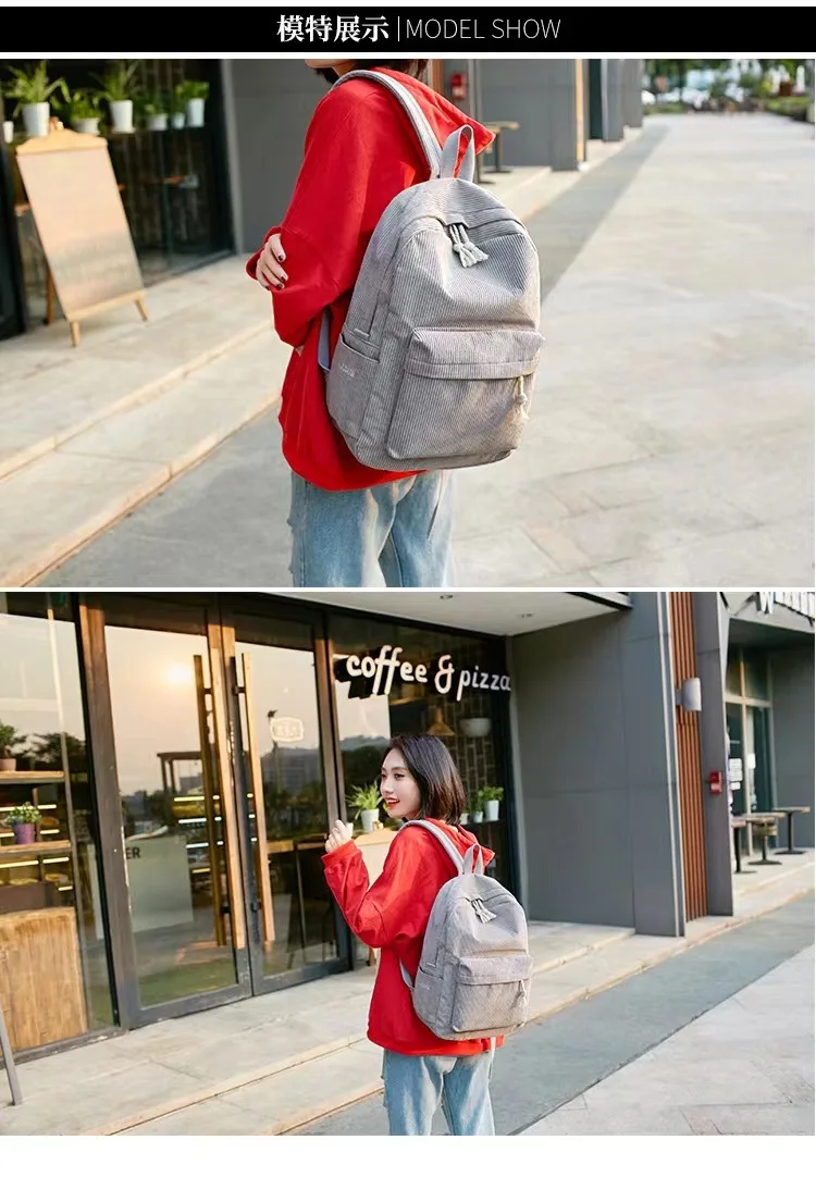 Cord-Rucksack, Academy Fashion Schultaschen für Mittelschule/Highschool und College, niedliche Quastendetail, vielseitige lässige Alltagstasche – Detail 8