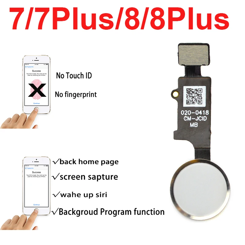 EmmaHelp 10pcs Home Button Flex Cable for iPhone 7 8 Plus 6 6S Menu Universal Return ALL Fuction No Fingerprint Mix color