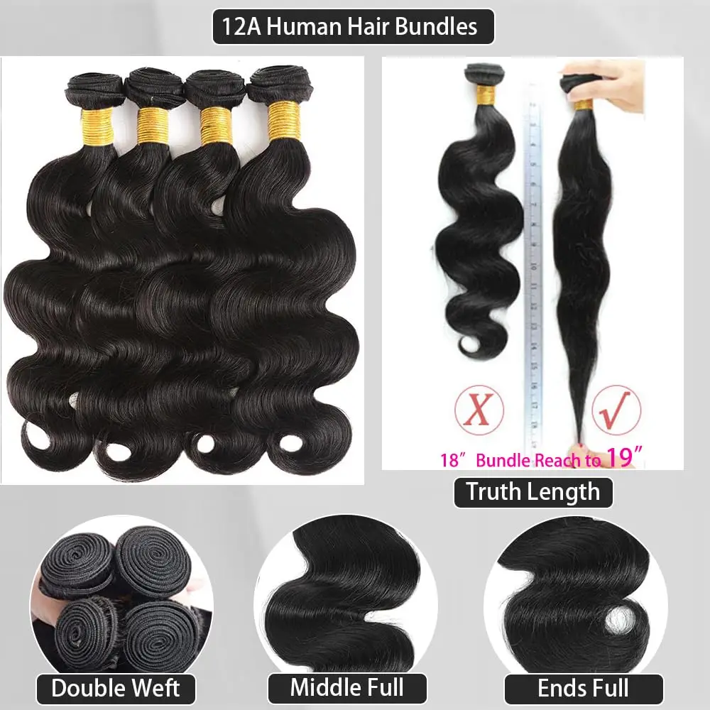 10A Brazilian Human Hair Bundles Body Wave 2/3/4 Bundles Human Hair 14 16 18 Inch Virgin Hair Bundles