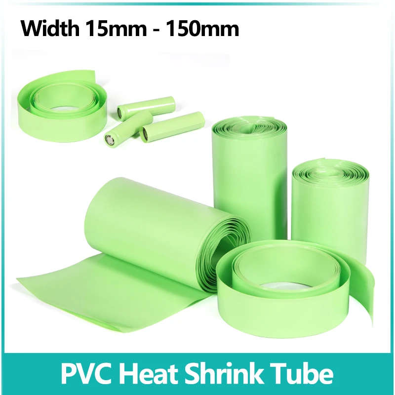 1/3/5/20M Fruit Green PVC Heat Shrink Tube 15mm ~ 150mm 18650 Lipo Battery Pack Insulated Film Wrap Case Protection Cable Sleeve