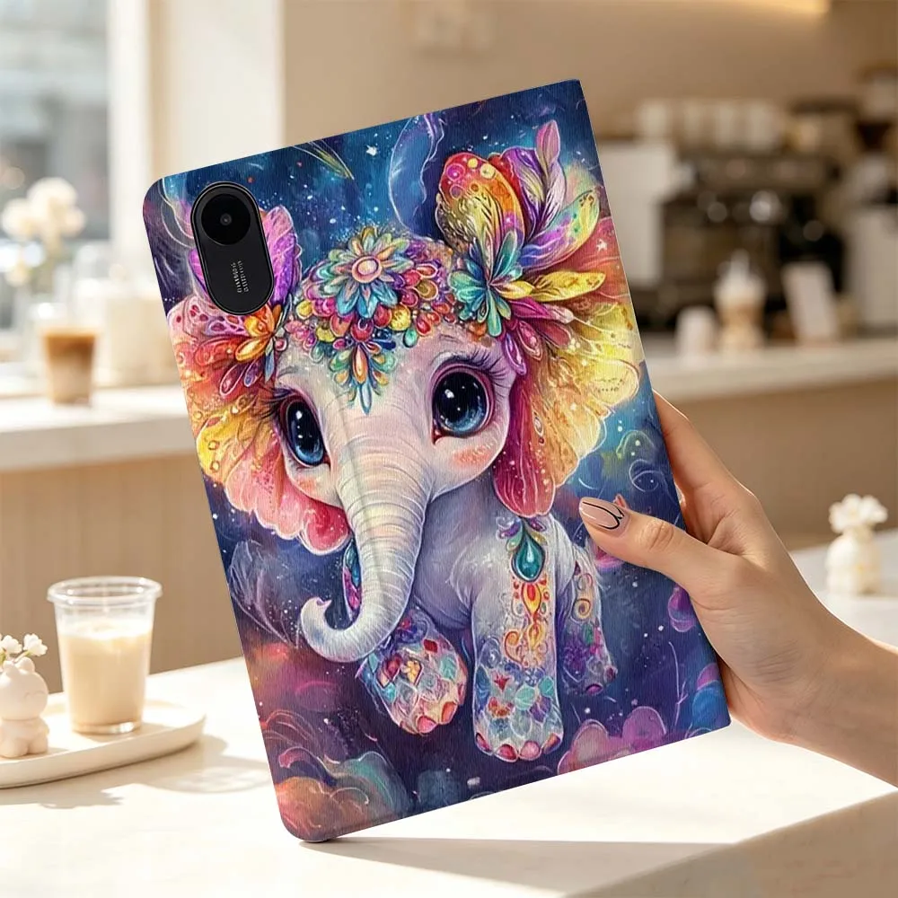 Cartoon Colorful Elephant Art For Xiaomi Poco Redmi Pad 8 2 4 5 6 6S 7 7S SE Pro Max 14 11 8.7 11.2 12.5 Inch Tablet Case