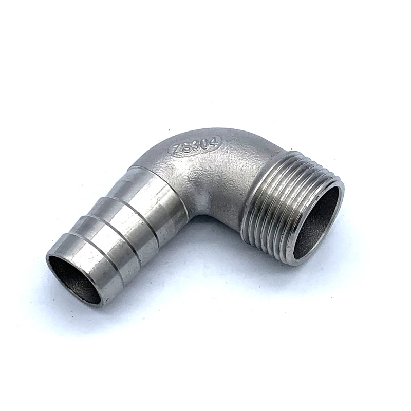 1/4 3/8 1/2 3/4 1 BSPT Male 8/10/12/14/15/16/20/25/32mm Hose Barb Hosetail Elbow 90 Degree Connector SS304 Stainless