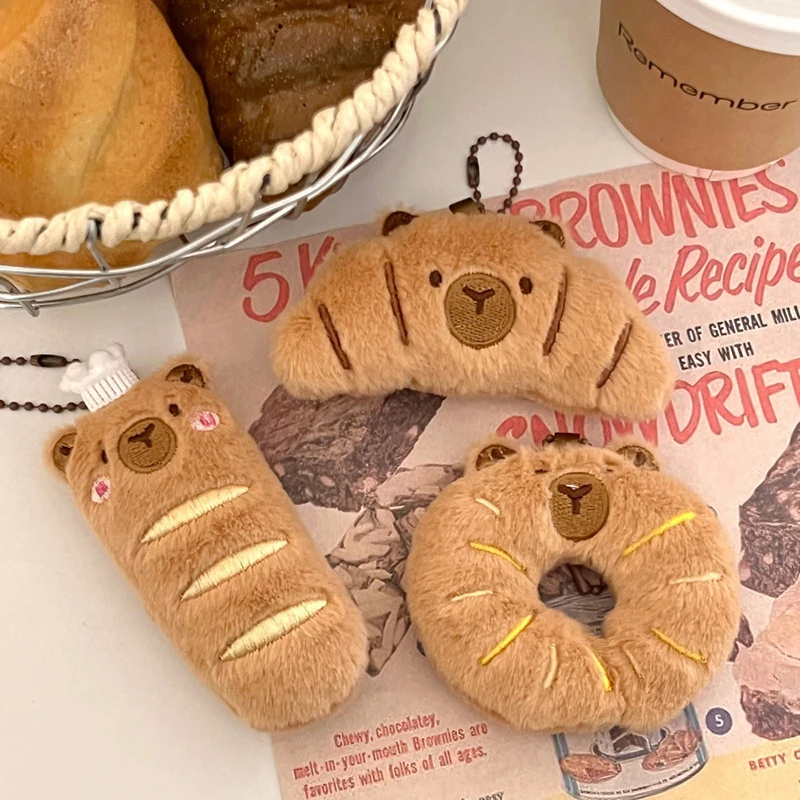 

Creative Food Kapibala Pendant Keychain Bread Capybar Pendant Bag Decoration Funny Car Keyring Jewelry Gift for Best Friend