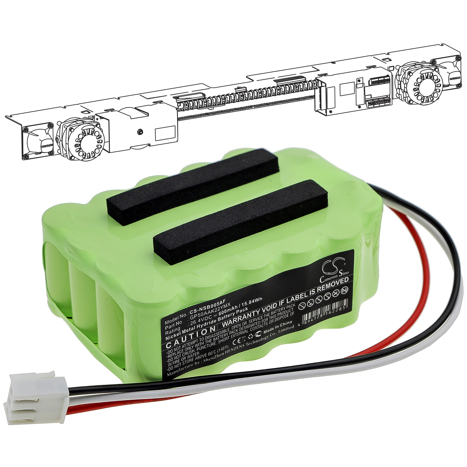 GreenBatteryPower 600mAh 26.4V 15.84Wh Automatic Doors Ni-MH Battery for MANUSA GP50AAK22YMX, NT050AAK22YMX-R,SEBA05,0111360177