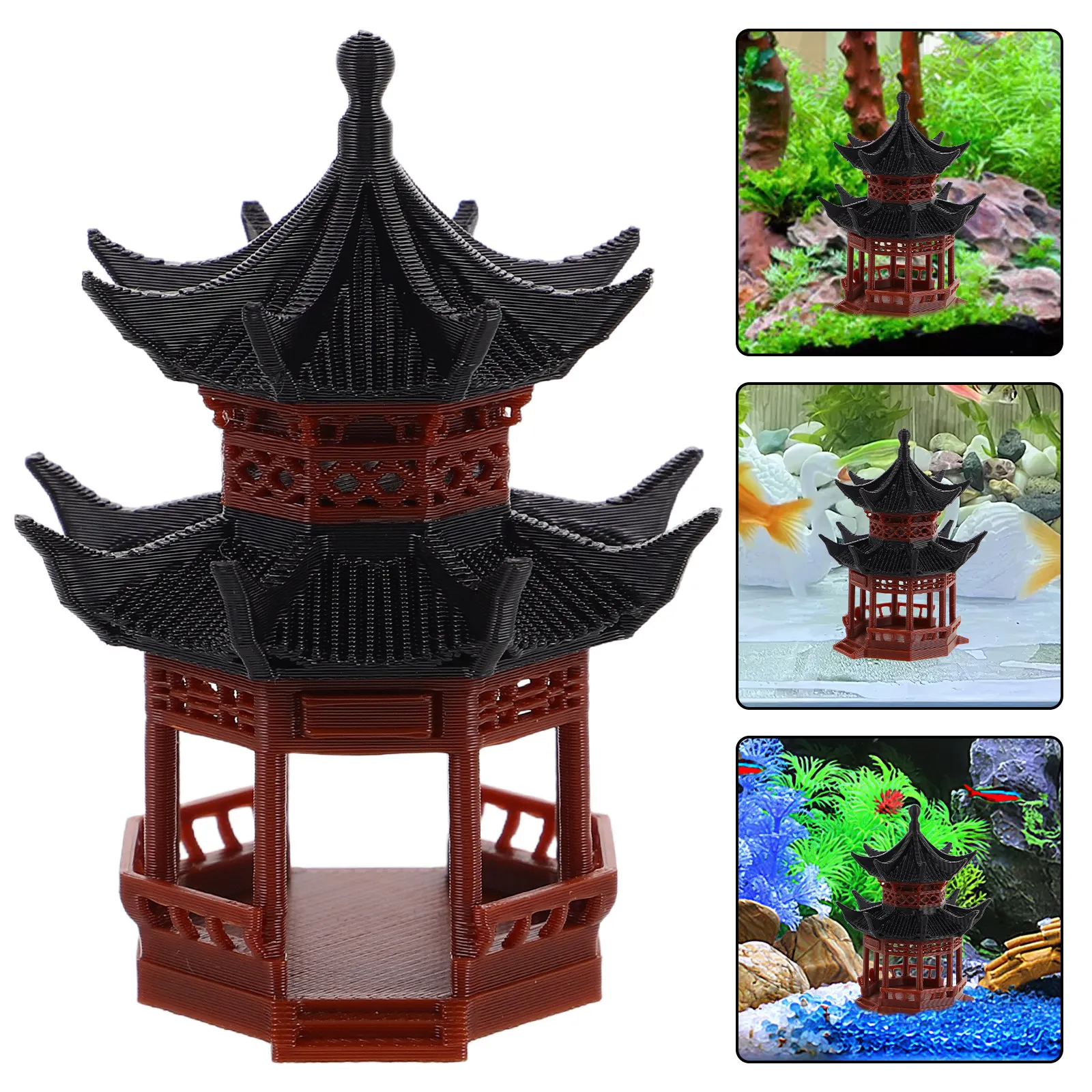 

Micro Landscape Miniature Pavilion Bonsai Pagoda Decor Asian Garden Ornament Fish Tank Building Accessory Chinese Architectural