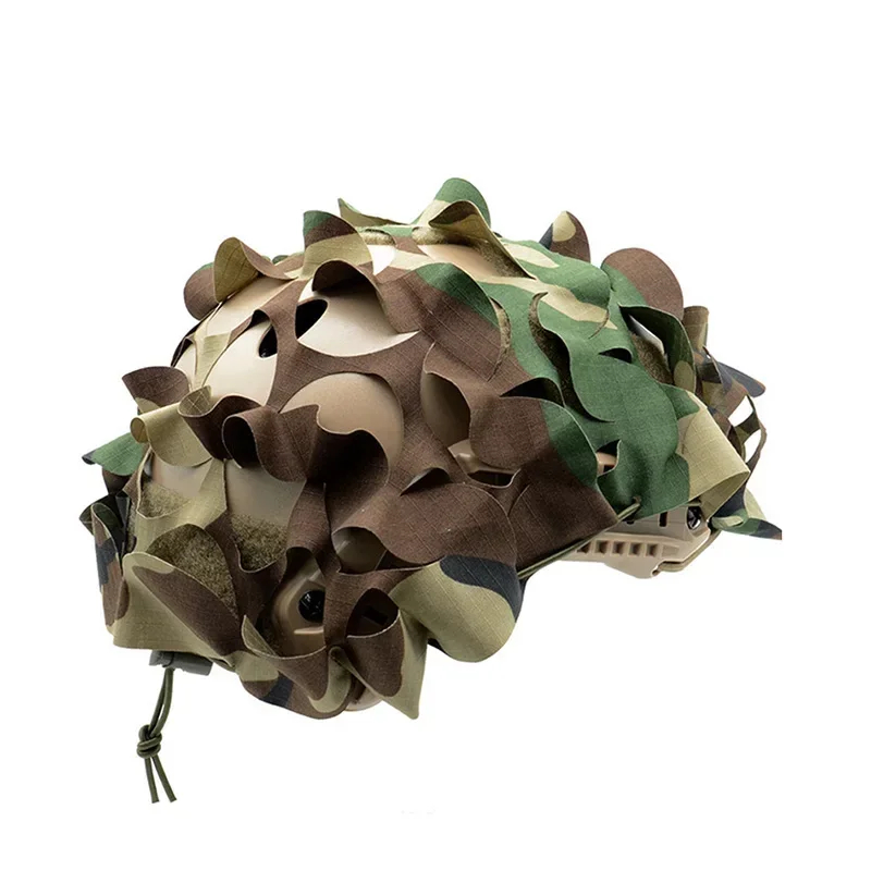 

3D Tactical Net Helmet Cover Laser Cut Camo Nylon Drawstring Helmet Cover Scrim CS Paintball Paratrooper Accessories