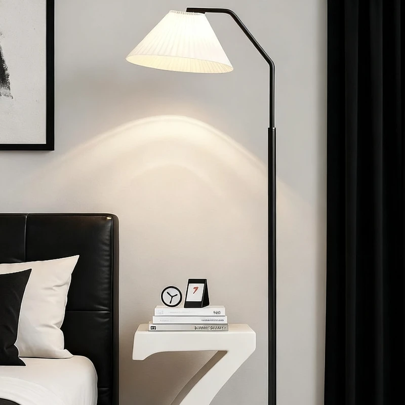 

Modern simple floor lamp bedroom bedside lamp integrated shelf living room decoration ornament Italian retro side few