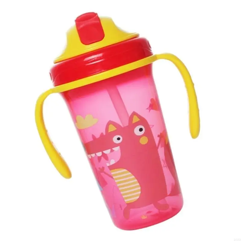 كوب رش للأطفال R66D بتصميم كرتوني، مقبض سهل الحمل وقابل للحمل، كوب ماء مانع للتسرب لتعلم شرب زجاجة ماء #4